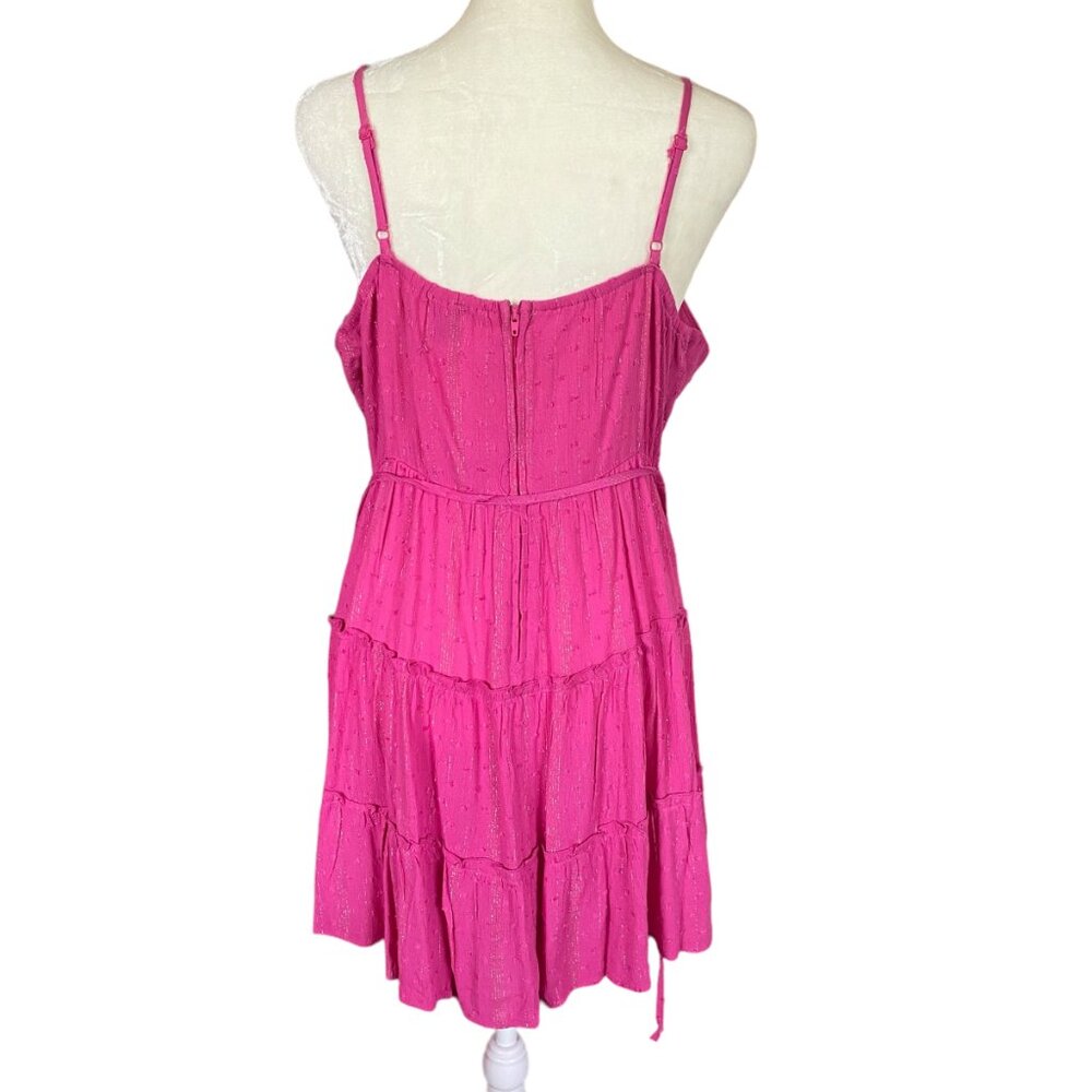 Francesca's Blue Rain women's XL magenta tie at waist A-line dress - Picture 4 of 13